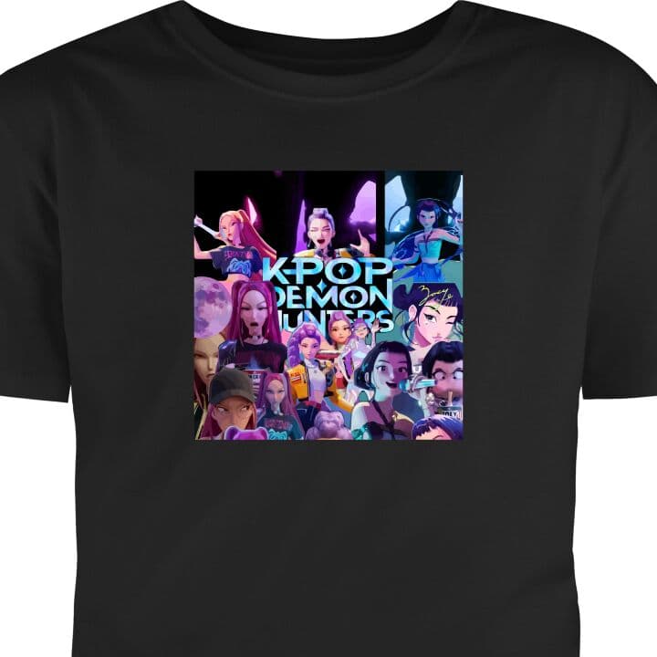 Barn T-skjorte KPop Demon Hunters anime stil mörk design Svart 9-11 Šr