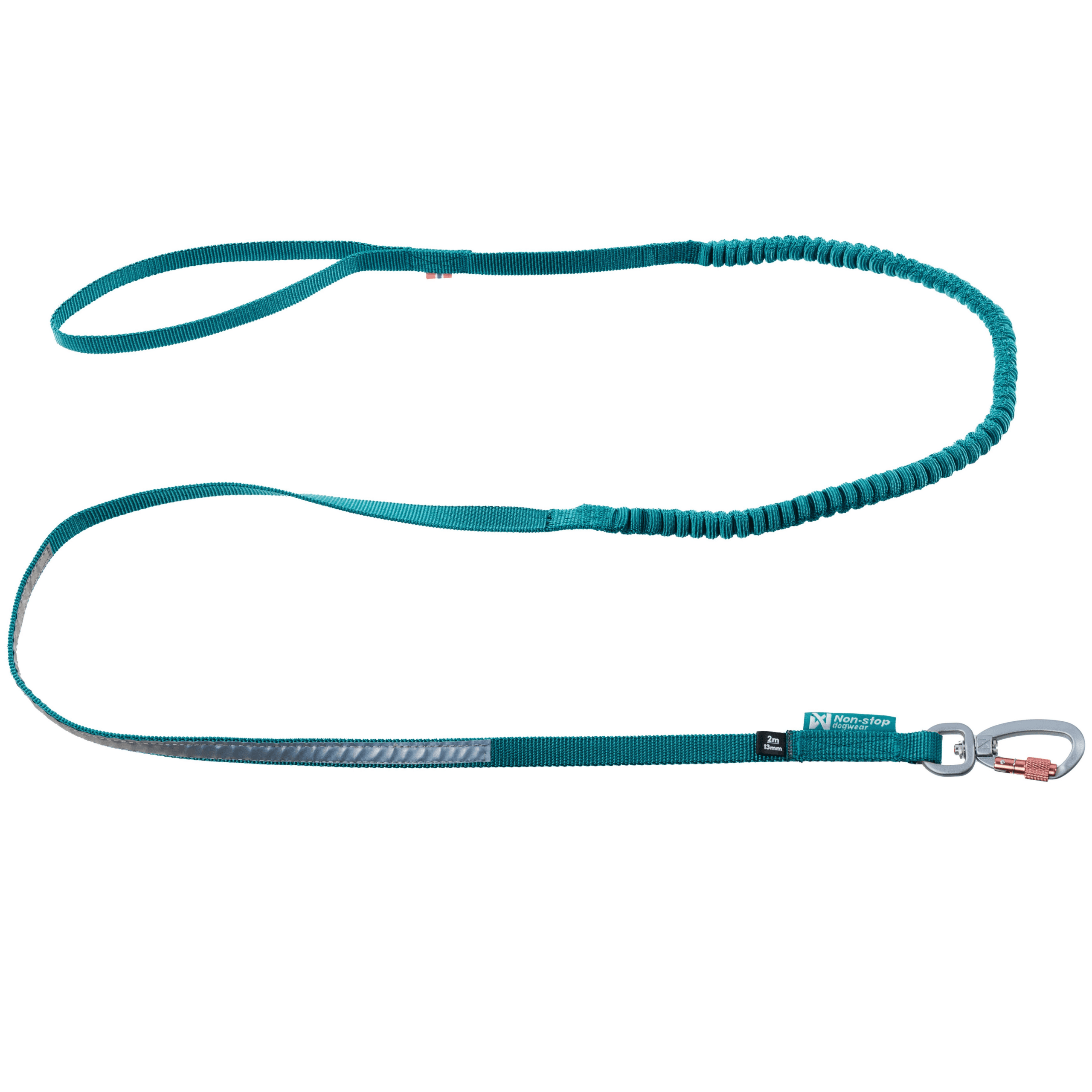 Non-Stop Dogwear Touring Bungee Leash Hundekobbel Strikk - 2,8m/13mm - Teal-Blågrønn