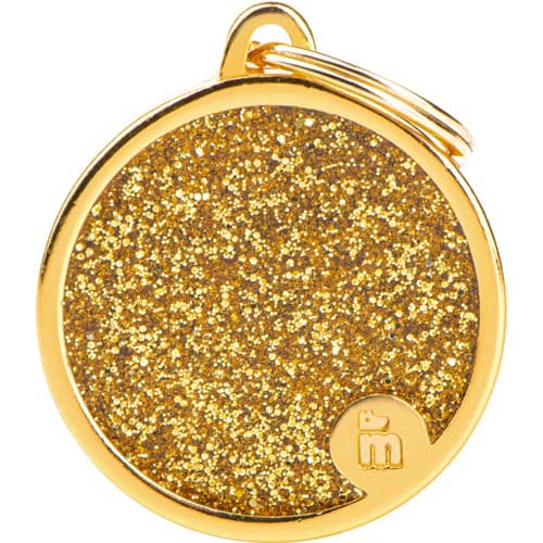 Myfamily Shine Circle Glitter ID tag - 32x37 mm - Gull