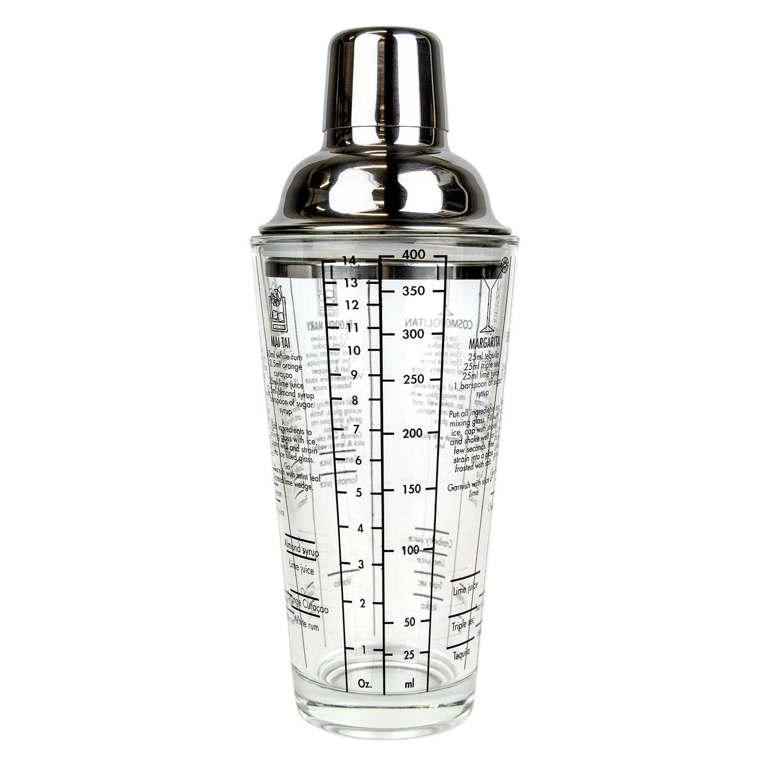 Cocktailshaker med Oppskrifter og Mål