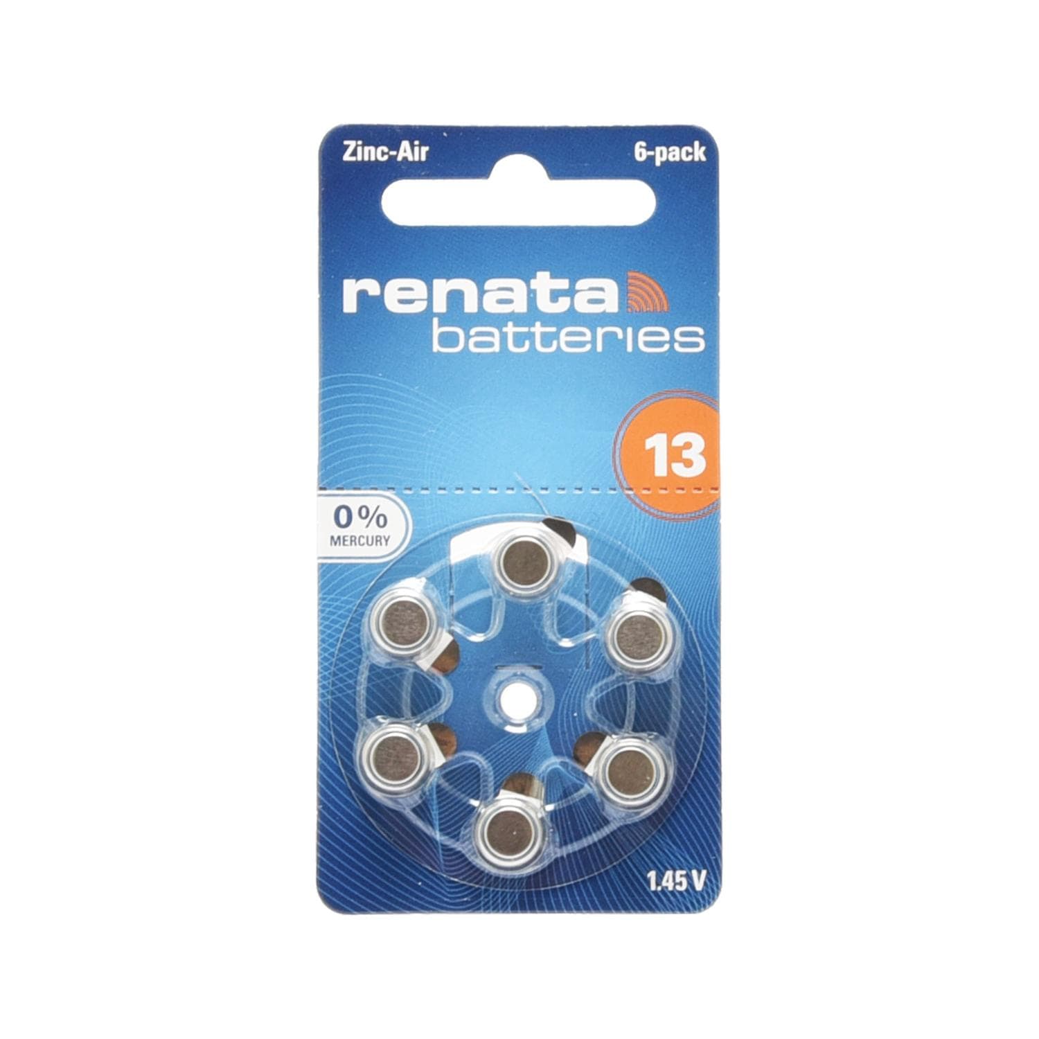 13 RENATA 5-pakning - 30 stk. høreapparatbatterier nr. 13