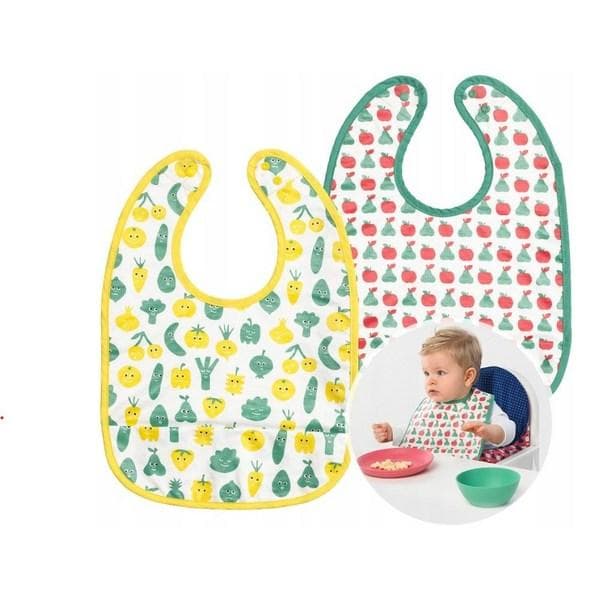 IKEA Martbro Vanntett Smekke Baby Matsmekke Gul/Grønn 2 stk, 1 sett, 2 deler