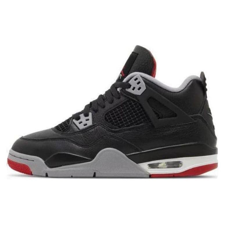 Air Jordan 4 Retro GS Bred Reimagined Barnesko Svart Ild-Rød Sement-Grå FQ8213-006 cm