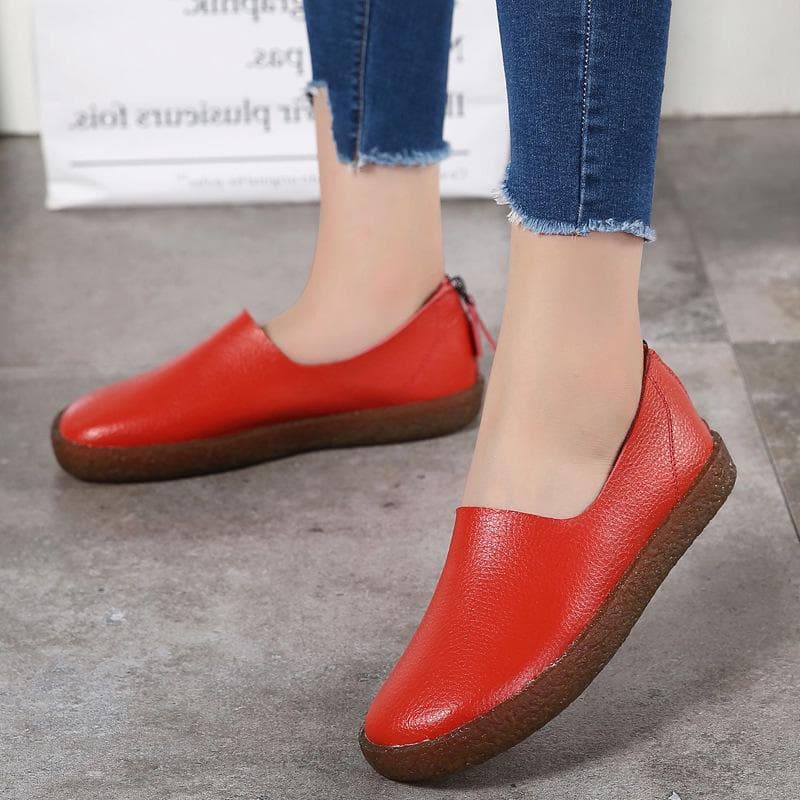 mote Ekte Skinn Ballerinaer Casual Slip On Loafers Damesko Komfortable Myk Såle Flats Vintage Stil Damefottøy cm brun