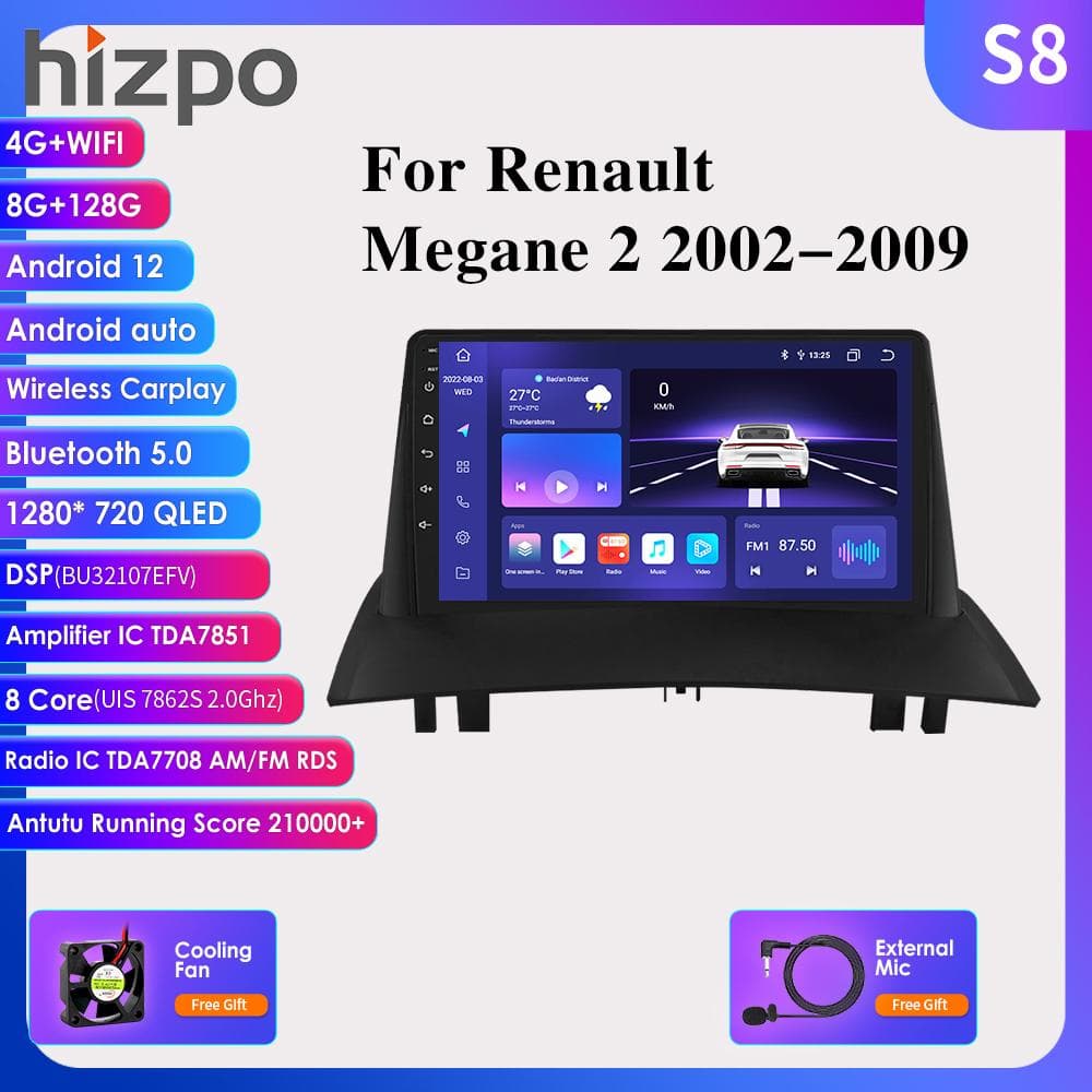 7862 System 2din Android Autoradio for Renault Megane 2 2002-2009 Bilradio Multimedia Videospiller Intelligent skjerm GPS Nav Hovedenhet Carplay 4G