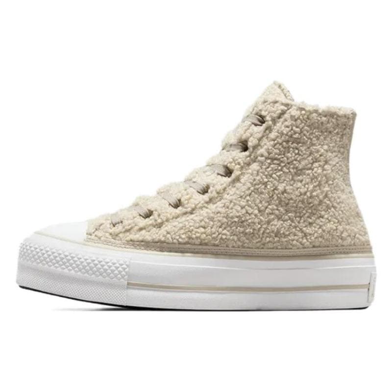 Converse All Star Lift Snøring Komfortable Klassiske Sklisikre Slitesterke Høy Topp Fleece Plattformsko Dame Off-White cm ecru