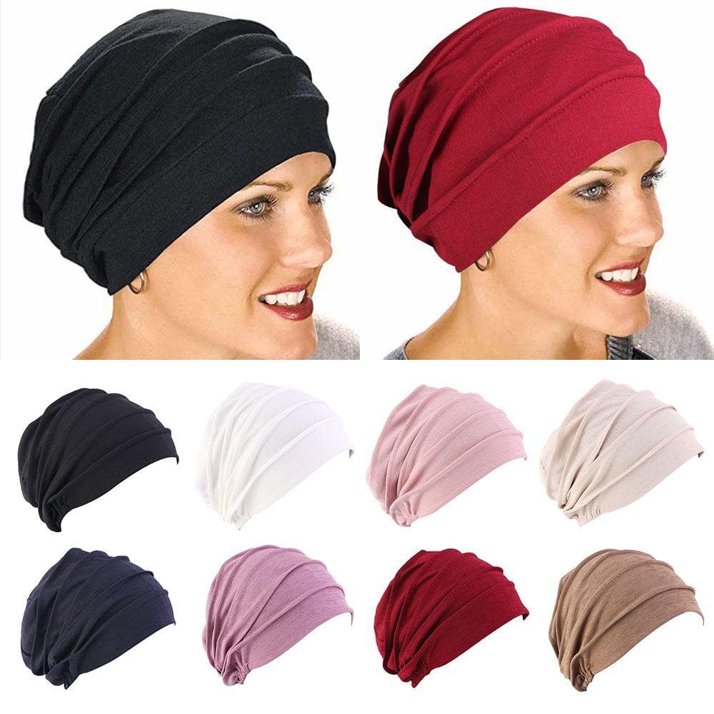 Myk vinter Varmt håravfall Hodeskjerf Beanies Head Wrap Chemo Hat Muslim Hijabs Dame Turban Hat Hvit