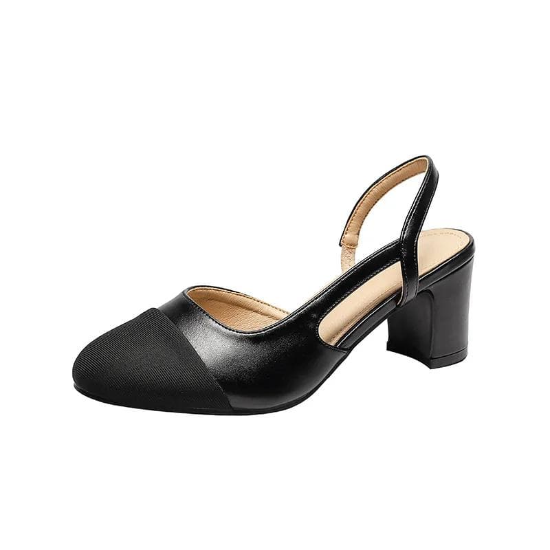 Liten Størrelse 32 33 Dame Slingbacks Sko Høye Hæler Naturlig Skinn Tykk Høy Hæl Blandede Farger Pumps Dame Brede Hæler Dame cm