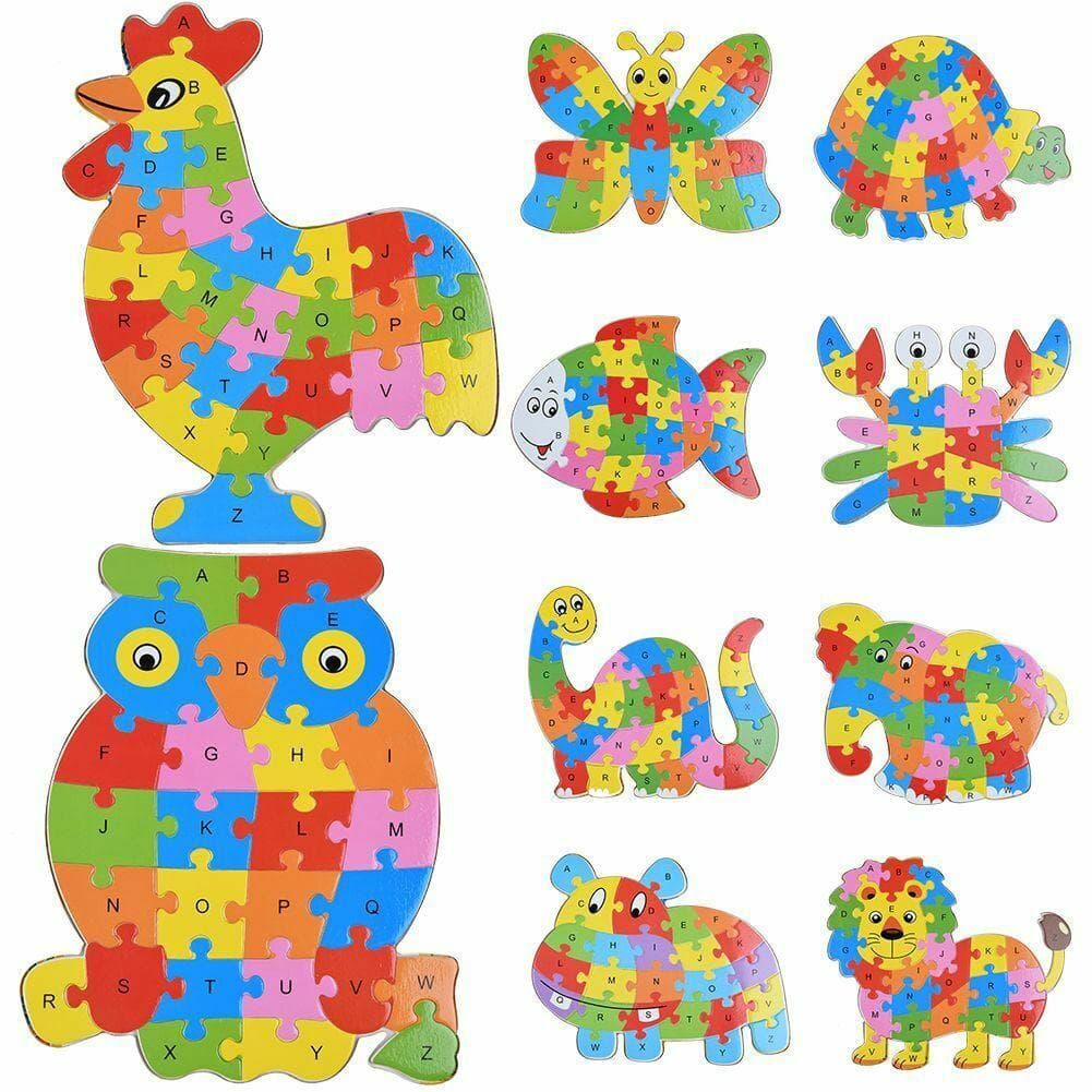 Trepuslespill Baby Barn Småbarn Jigsaw Alfabet Bokstaver Dyr Læringsleker