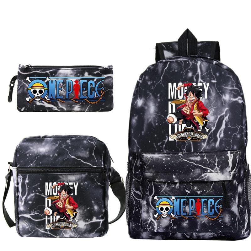ONE PIECE Luffy Perifer Student Skolesekk Tredelt Amazon Populær Ungdomsryggsekk Skulderveske Blyantveske