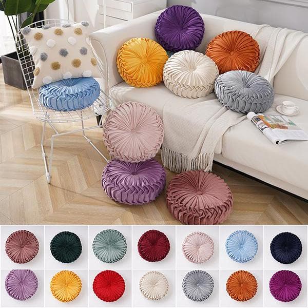 Europeisk stil Rund Ensfarget Rød Grå Blå Rosa Beige Grønn Setepute Fløyelsstoff Ryggpute Sofa Pute Sengepute