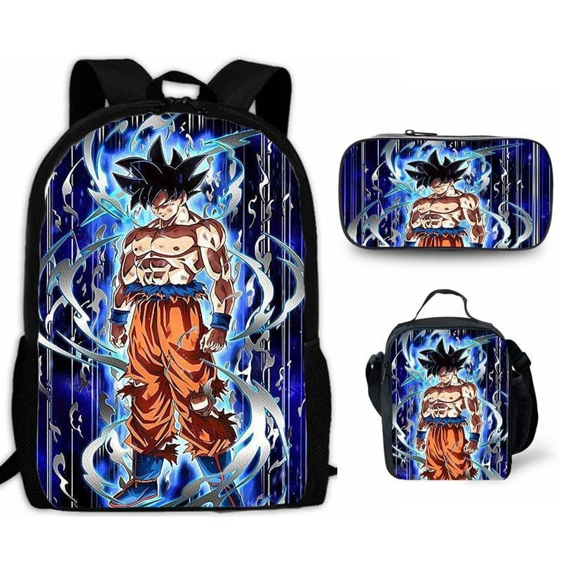 Dragon Ball Ryggsekk Grenseoverskridende Trend Ryggsekk Retro Skolesekk Dragon Ball Tegneserie Tredelt Sett