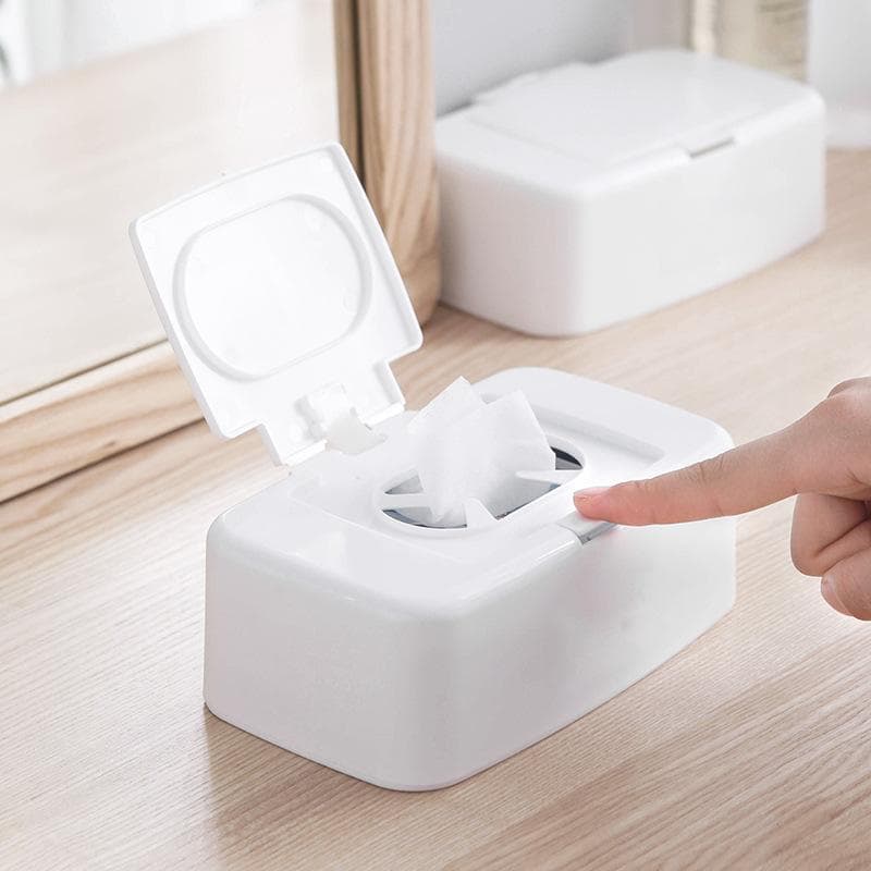 Våtvevsboks Våtservietter Dispenser Bærbar vevboks Oppbevaringsboks for bomullspinne for bil Hjemmekontor Desktop Organizer Hvit