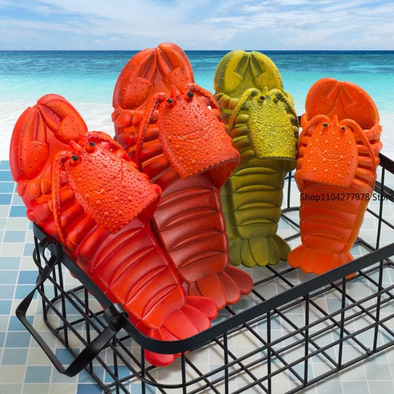 Mote Sommer Hummer Tøfler Menn Morsomme Dyr Flip Flops Søte Strand Dusj Fritidssko Kvinner Unisex Stor Størrelse Myke Hjemmetøfler 2025 cm Rød