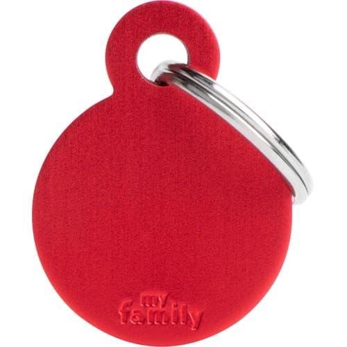 Myfamily Basic Sirkel ID tag aluminium - 21x28 mm - Rød