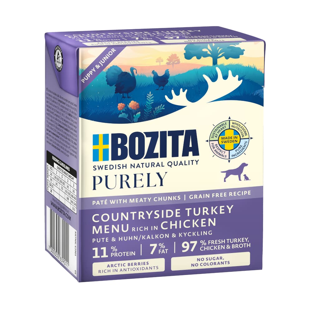 6 x 370 g Bozita Purely Paté til en spesialpris! - Puppy & Junior med kalkun