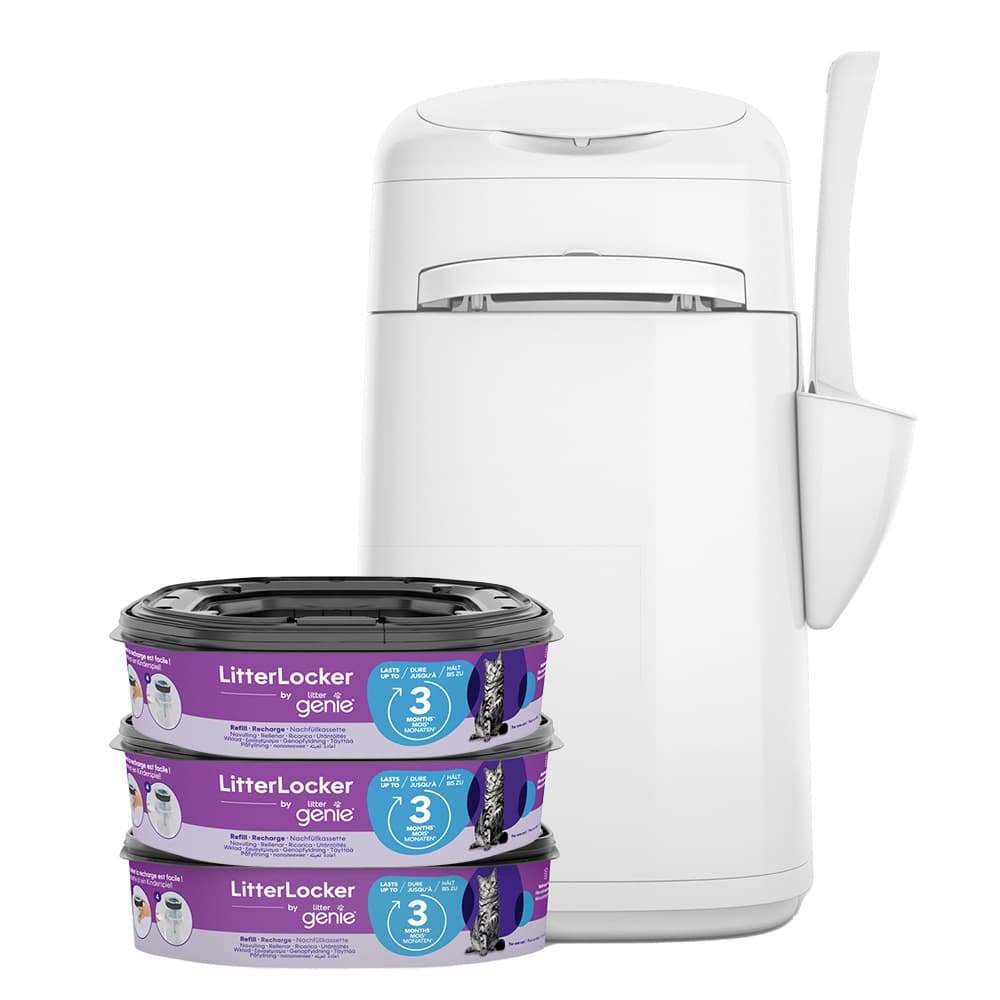LitterLocker® by Litter Genie avfallsbøtte til kattesand - Sparesett: LitterLocker® + 3 etterfyllingskassetter