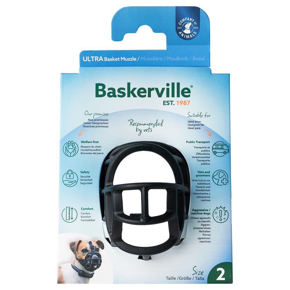 Munnkurv Baskerville Ultra 2.0 - Str 2, f.ex.. Dvergschnauzer, West Highland White Terrier