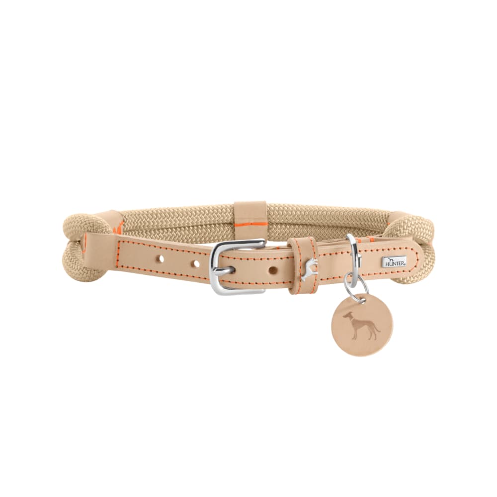 HUNTER halsbånd Malia, beige/natur - Størrelse 40/S: 30 - 35 cm halsomkrets