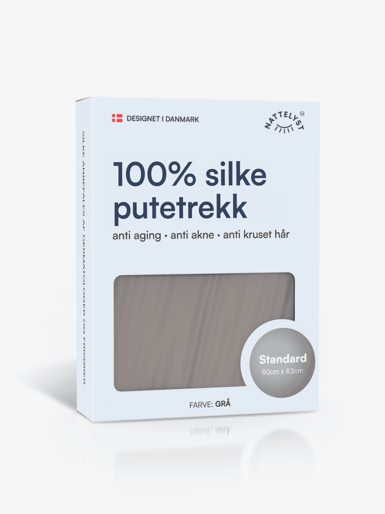100% Morbærsilke Putetrekk (OEKO-TEX) Lys grå