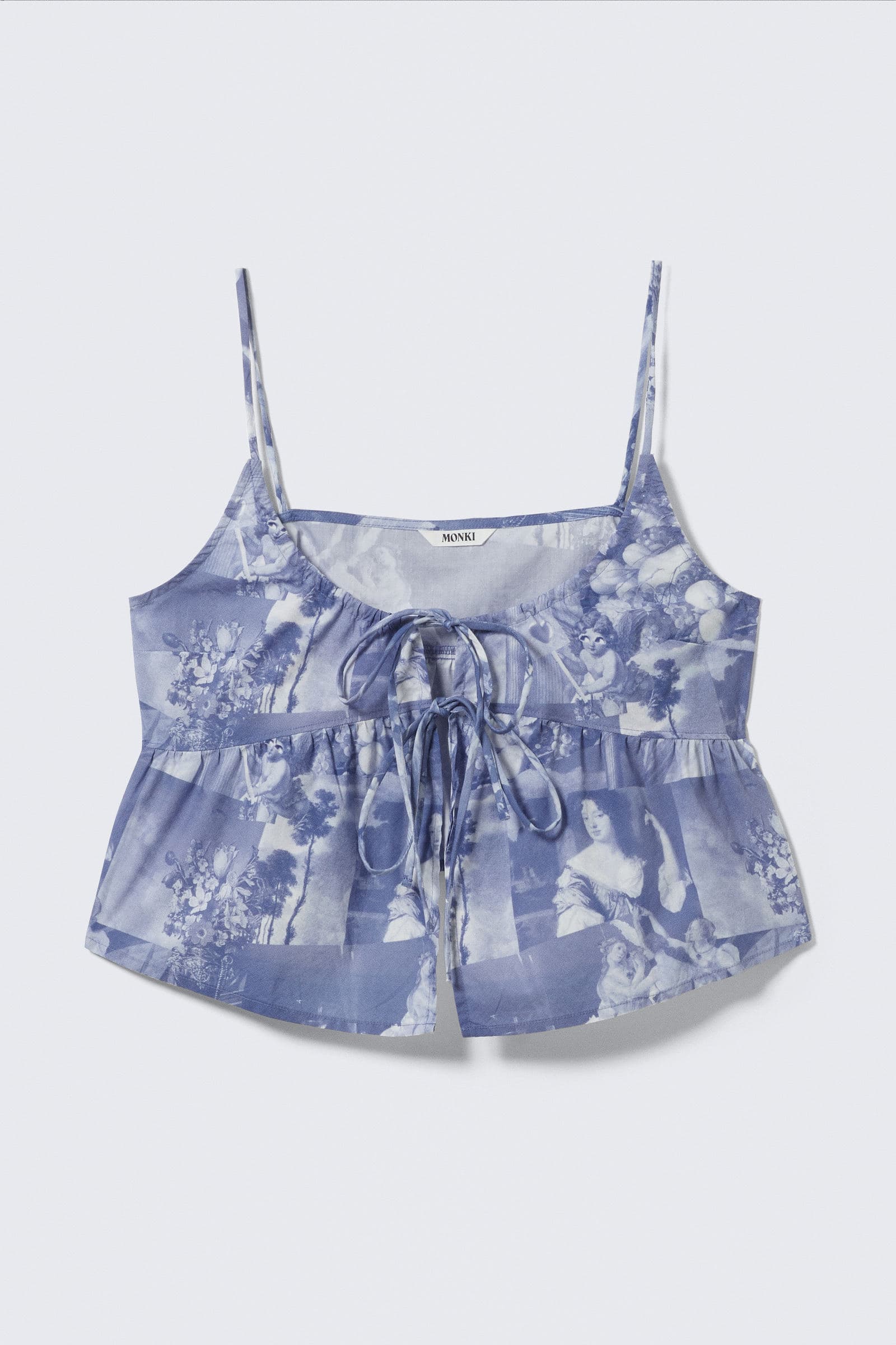 Printed Cotton Poplin Tie-Front Pyjama Top
