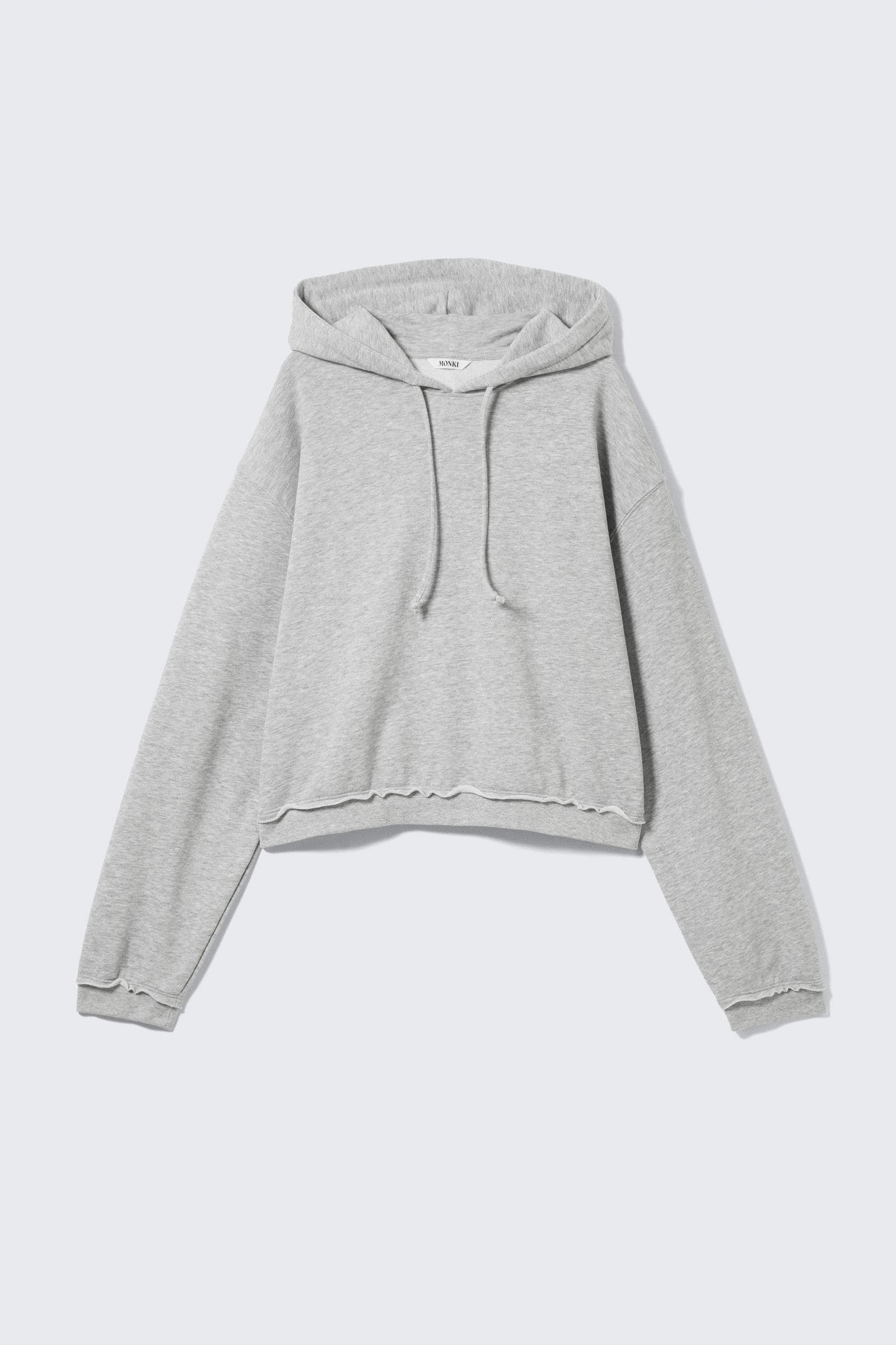 Croppet frotté pyjamasgenser med hette