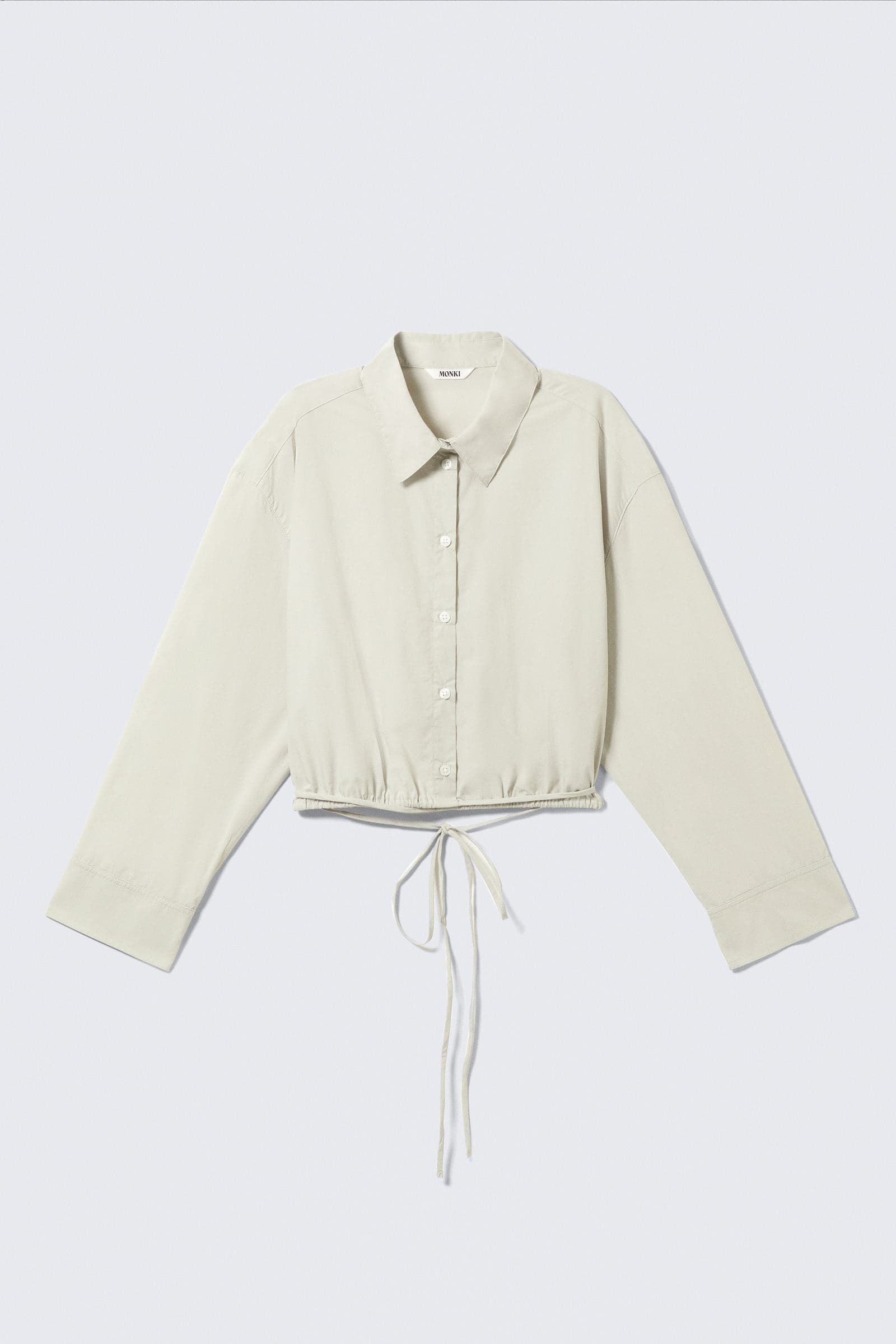 Cropped Cotton Poplin Drawstring Night-Shirt