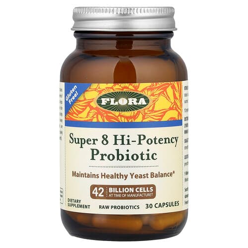 Flora, Super 8 Hi-Potency Probiotic, 42 milliarder celler, 30 kapsler