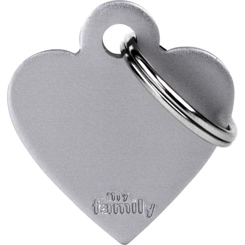 Myfamily Basic Hjerte ID tag aluminium - 25x28 mm - Grå