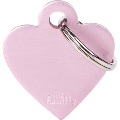 Myfamily Basic Hjerte ID tag aluminium - 25x28 mm - Rosa