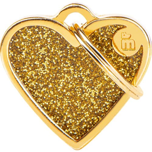 Myfamily Shine Hjerte Glitter ID Tag - 37x36 mm - Gull