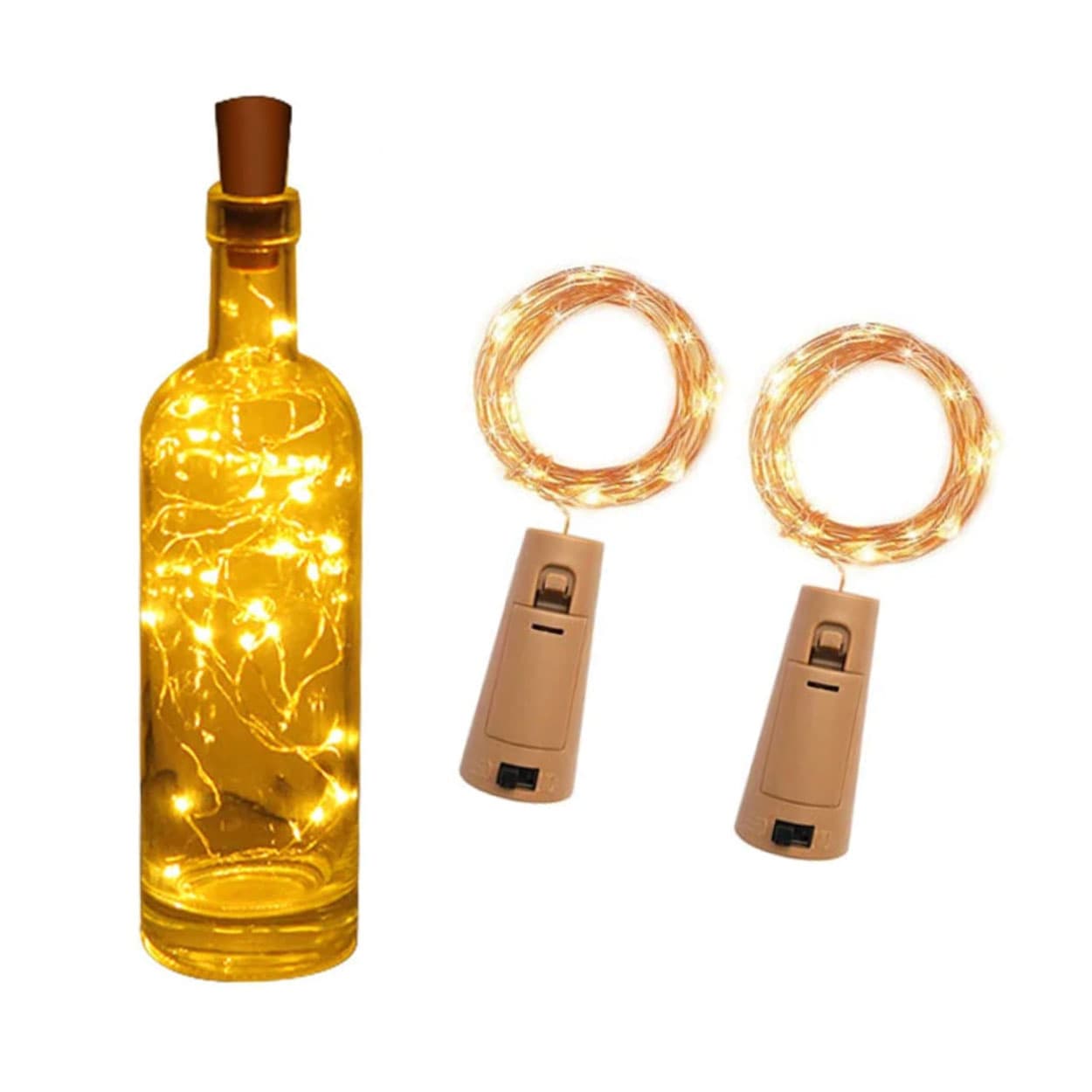 2-pack LED lyssløyfelamper belysning for flasker med dekorasjon