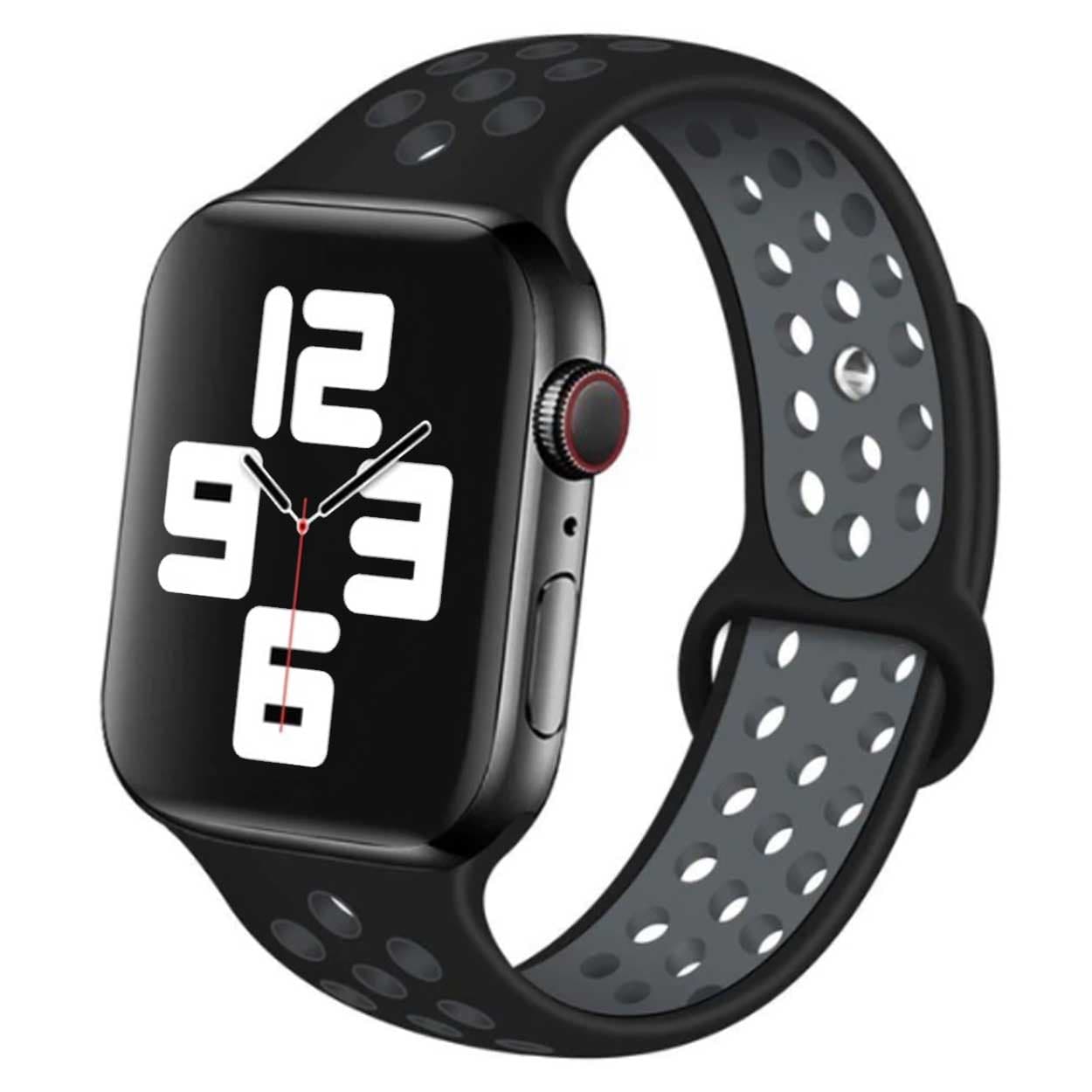 Apple Watch 42/44/45/49 kompatible armbånd silikon sportsarmbånd svart grå
