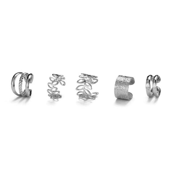 Fake Helix Piercing 5-pack ørepynt mansjett uten hull sølv