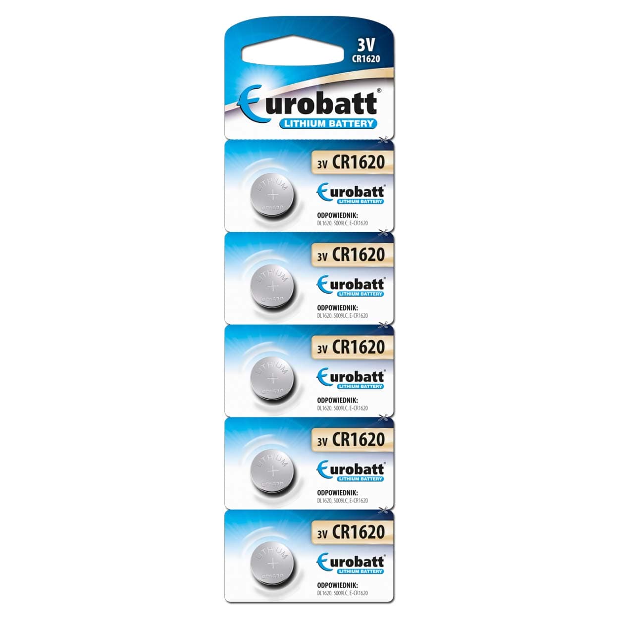 5-Pack CR1620 Knappcellebatteri