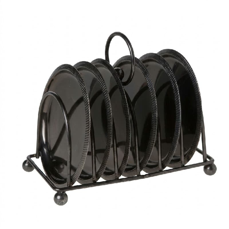 Bordbrikker i Metall Med Holder Svart 6 Stk 10cm