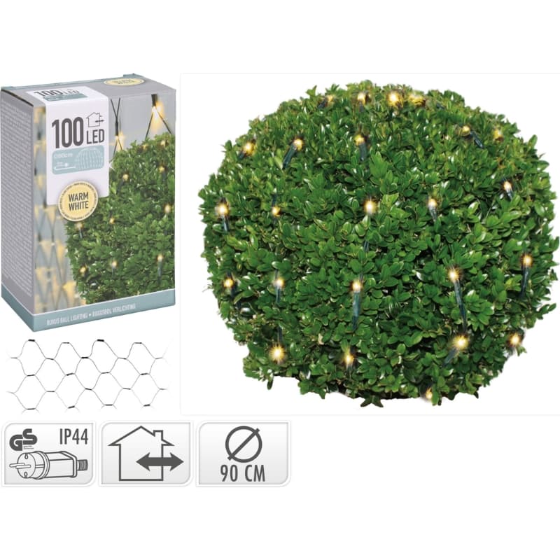 Buxus Kuglenett 100 Led'er Varm Hvit