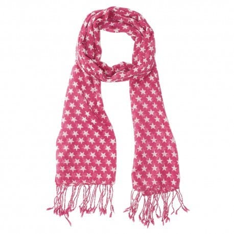 Skjerf dame i ull – magenta, stjernetrykk