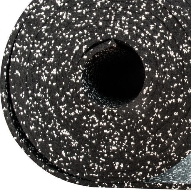 FitNord Gummimatte svart 8 mm (10 m rull) med hvite prikker